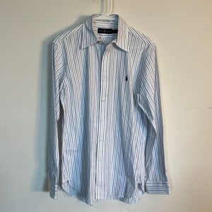 Ralph Lauren mens dress shirt stripped size 15 1/2 39 white and blue